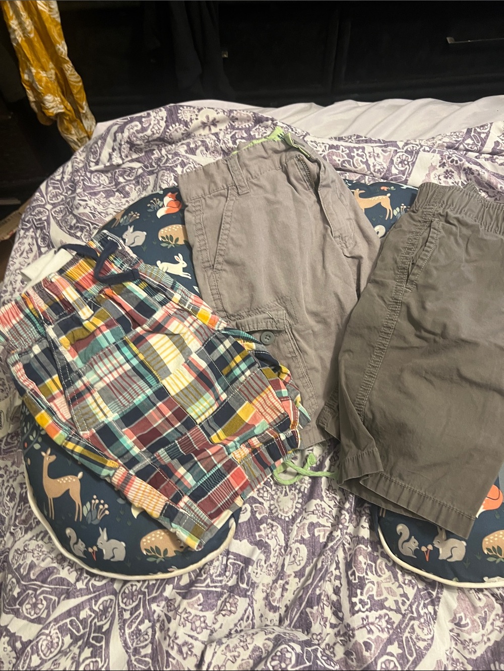 Boys' Multi Plaid & Gray Shorts Set - Colorful Patchwork & Neutral Gray